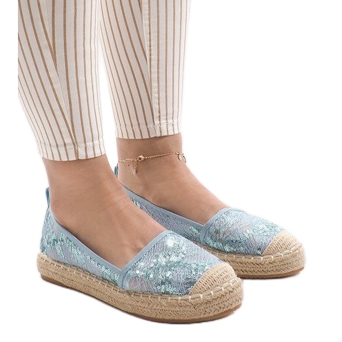 Modré prolamované espadrilky L08-71 modrý
