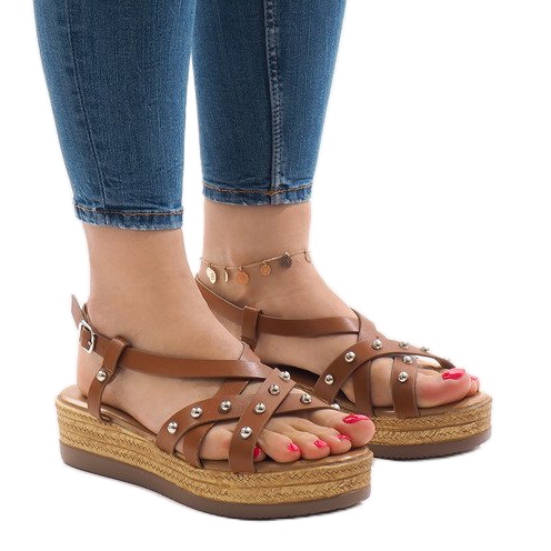 Velbloudí espadrilky na platformě 314-2B hnědý