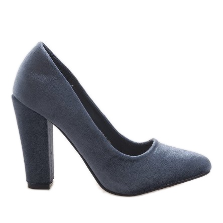 Černé velurové pumpy na pilíři 91603-1 šedá
