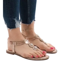 Šampaňské žabky s elastickými zdobenými sandály ST3107Y zlatý Šampaňské žabky s elastickými zdobenými sandály ST3107Y zlatý