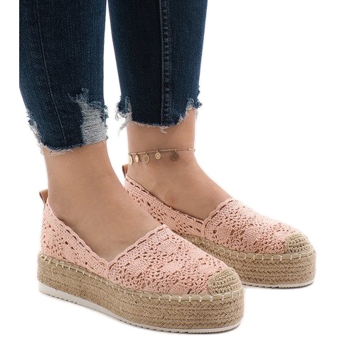 Růžové tenisky espadrilky na platformě 7801-P růžový