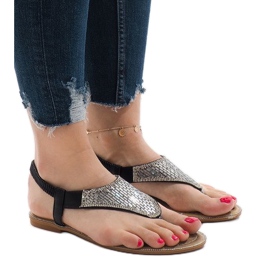 Černé sandály zdobené JN1359-2 černý