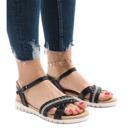 Černé sandály s flitry G-515-01 černý