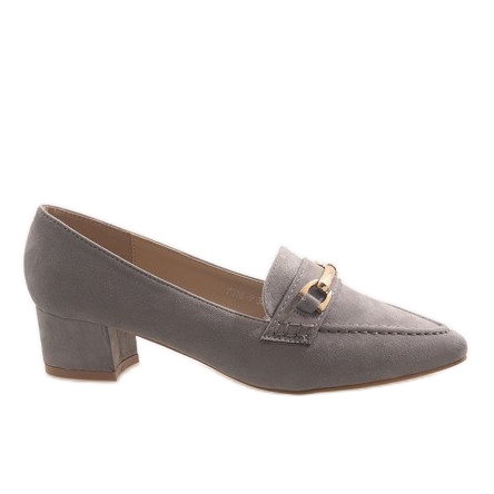 Šedé semišové vysoké podpatky 7078-P šedá