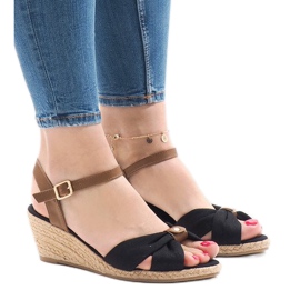 Černé klínové sandály espadrilky 1484-1 černý
