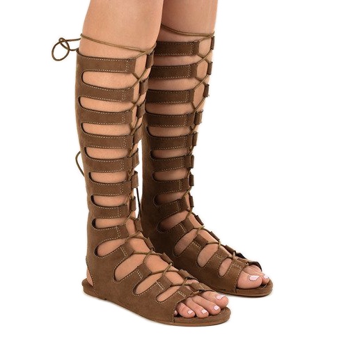 Hnědé ploché gladiátorské sandály 289-9 hnědý