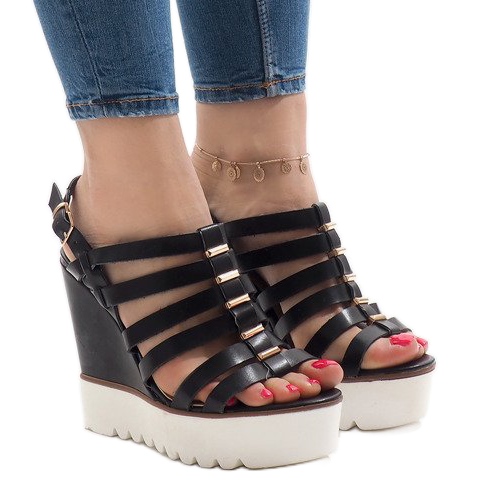 Černé sandály na platformě MC-12 černá Černé sandály na platformě MC-12 černá