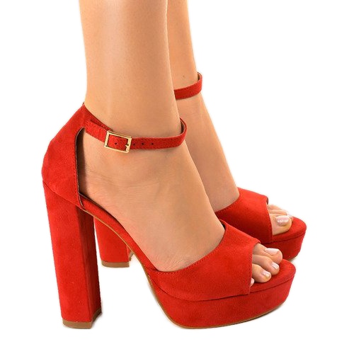 Červené sandály na sloupku D08 Červené sandály na sloupku D08