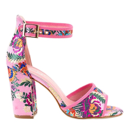 Růžové sandály na sloupku 77-14 růžový
