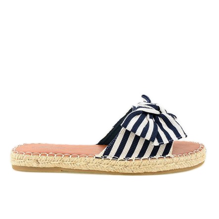 Tmavě modré pantofle s mašlí Z-23 bílý námořnická modrá