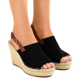 Černé klínové sandály KA-20 espadrilles černý