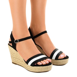 Klínové sandály espadrilky 9072 černý