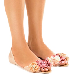 Béžové sandály Meliski s květinami AE20 béžový