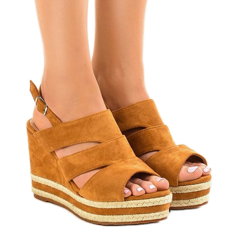 Hnědé espadrilky na klínu FG6 hnědý