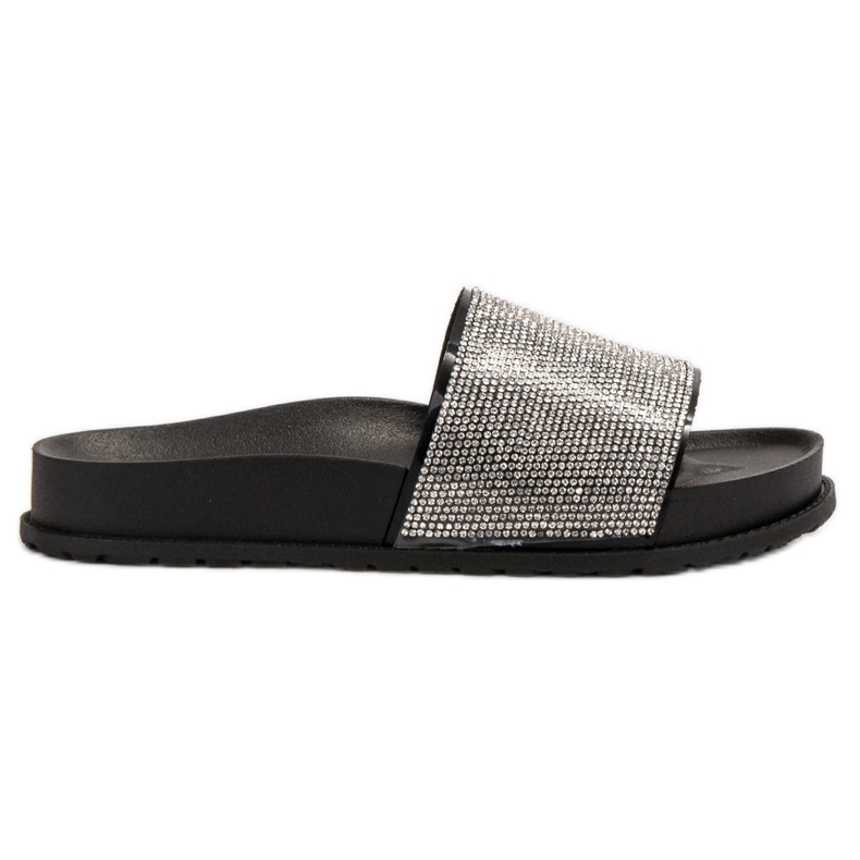 Bestelle Gumové pantofle s krychlovým zirkonem černá