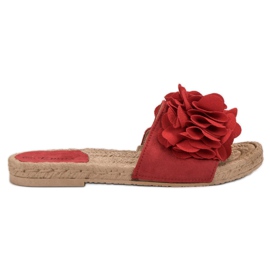 SHELOVET Červené pantofle Espadrilles červený