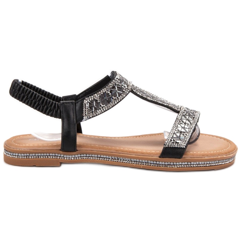 Bello Star Zdobené černé sandály černá