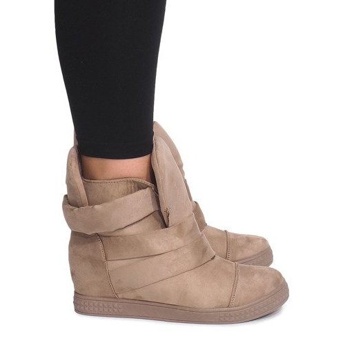 Klínové tenisky se suchým zipem 1703 Camel hnědý