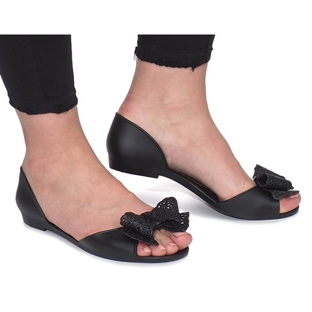 Černé sandály Meliski s mašlí Delmar černá