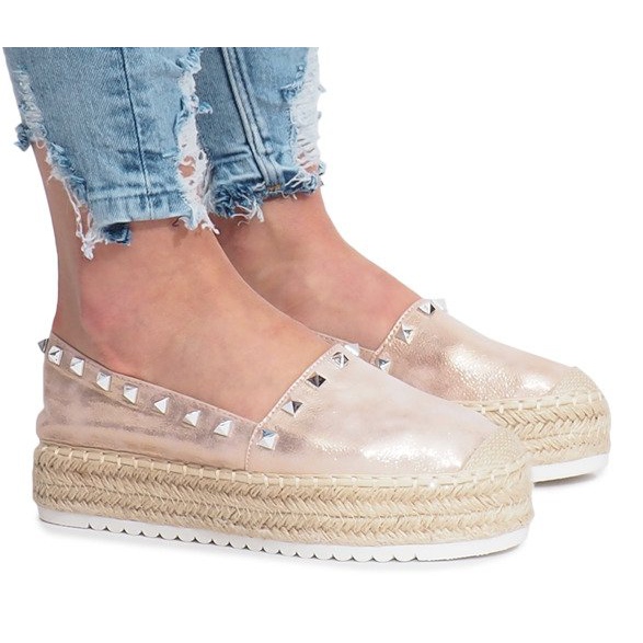 Šampaňské espadrilky na klínku Glam vícebarevný růžový