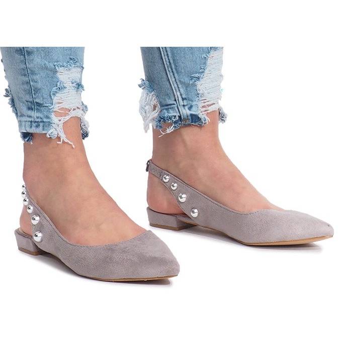 Šedé balerínky s cvočky Marou šedá