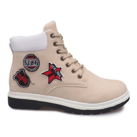 Zateplené kozačky SJ1679-5 béžové béžový