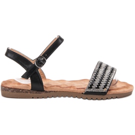 Emaks Sandály s kubickým zirkonem černý