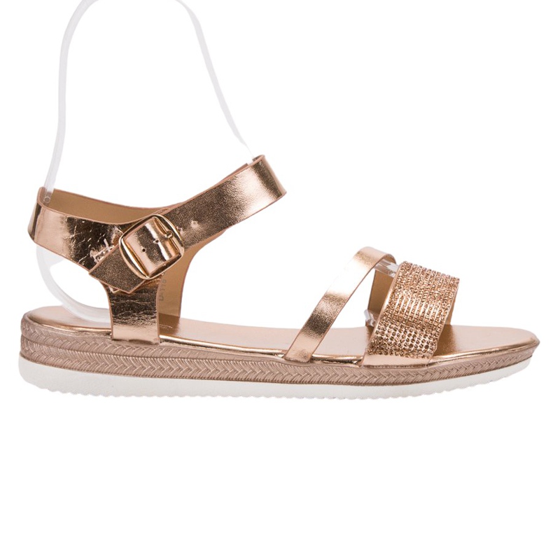 SHELOVET Módní sandály s kubickým zirkonem růžový žlutá SHELOVET Módní sandály s kubickým zirkonem růžový žlutá