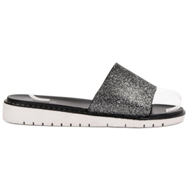 Fashion Módní lesklé pantofle černý