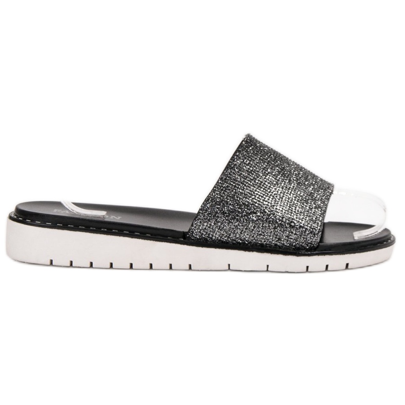 Fashion Módní lesklé pantofle černá