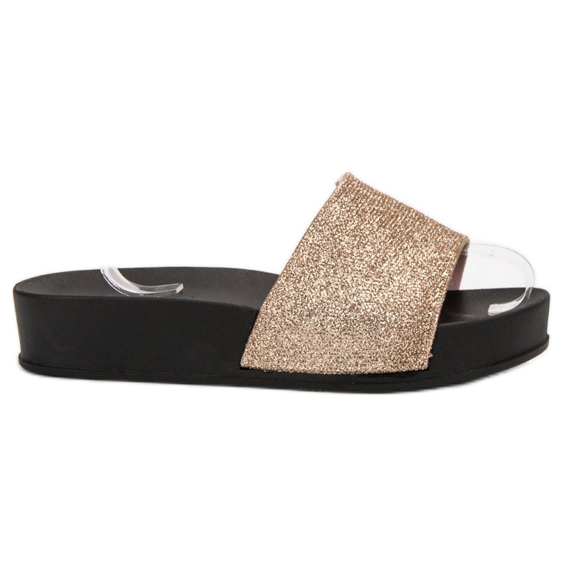 SHELOVET Gumové pantofle na platformě žlutá