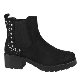 Kayla Shoes Černé zateplené boty na vysokém podpatku 88048 černá