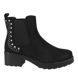 Kayla Shoes Černé zateplené boty na vysokém podpatku 88048 černý
