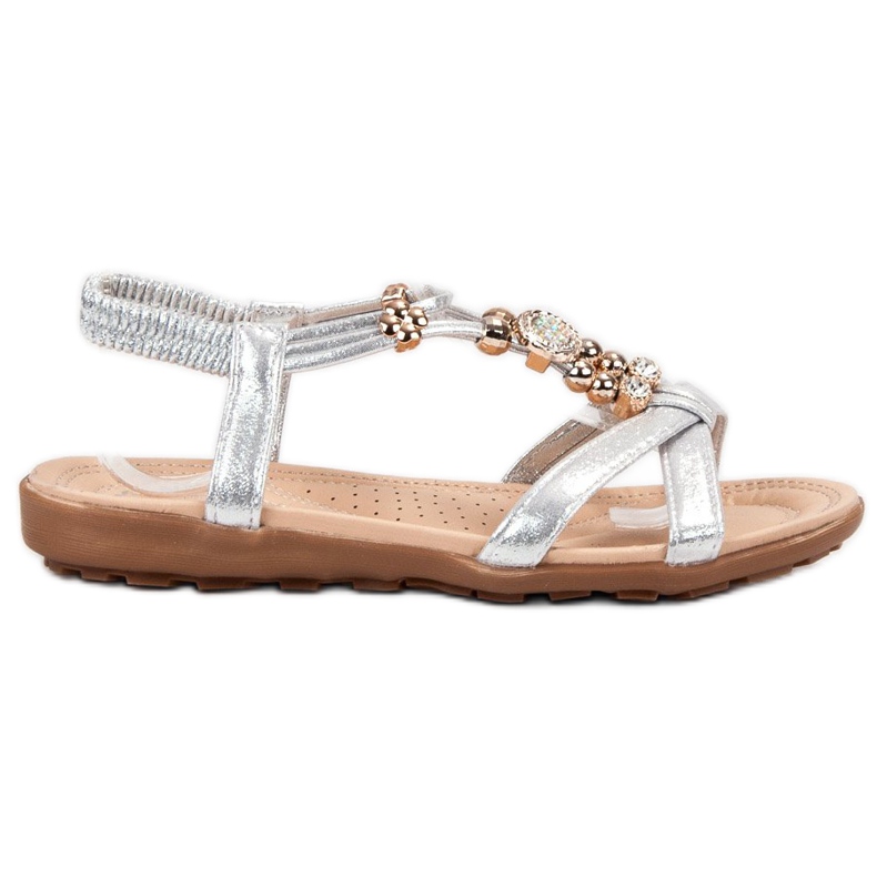 SHELOVET Ploché sandály s ozdobami šedá