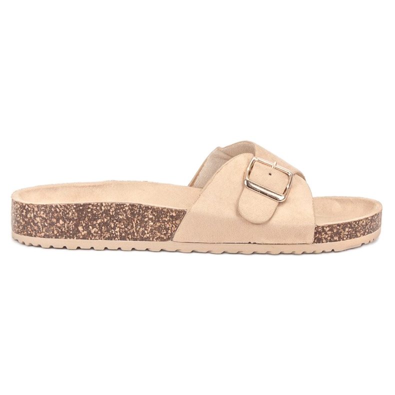 SHELOVET Semišové pantofle se sponou hnědý