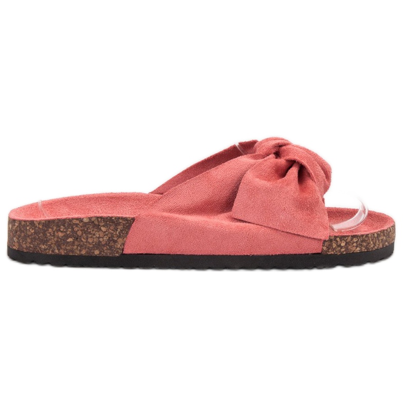 Bona Semišové pantofle s mašlí červené Bona Semišové pantofle s mašlí červené