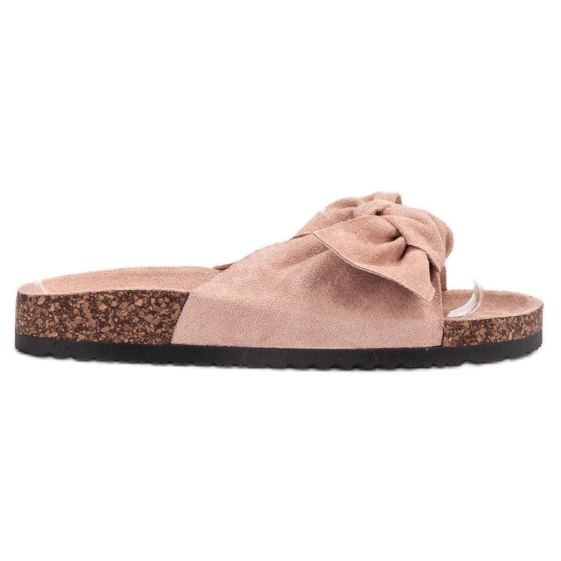Bona Semišové pantofle s mašlí růžový