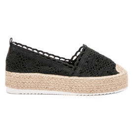 SHELOVET Krajkové espadrilky černý