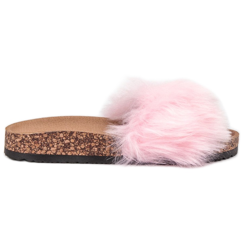 Bona Pantofle s kožešinou růžový Bona Pantofle s kožešinou růžový