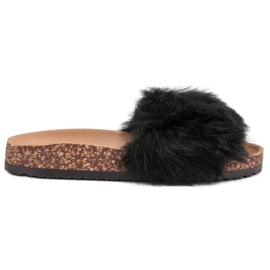 Bona Pantofle s kožešinou černý