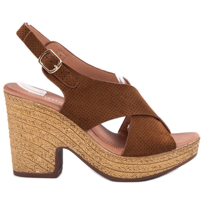 Anesia Paris Lehké sandály na podpatku hnědý