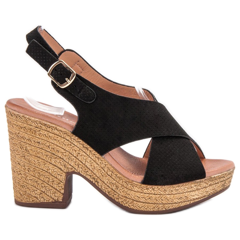 Anesia Paris Lehké sandály na podpatku černá Anesia Paris Lehké sandály na podpatku černá