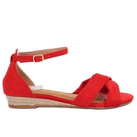 Sandály espadrilky červené 9R121 červené červený