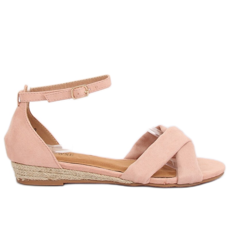 Růžové sandály na espadrilky 9R121 Pink růžový Růžové sandály na espadrilky 9R121 Pink růžový