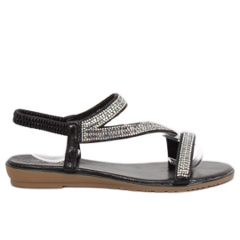 KM-33 Černé asymetrické černé sandály černá