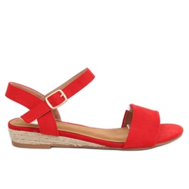 Sandály espadrilky červené 9R73 červené červený