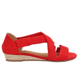 Sandály espadrilky červené 9R72 červené červený