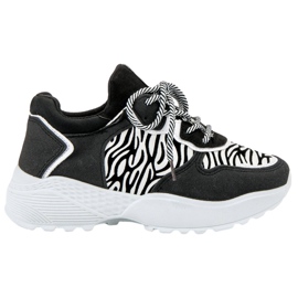 SHELOVET Módní tenisky Zebra s potiskem bílý černý