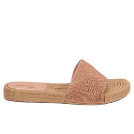 Růžové dámské růžové pantofle JFF-V182 Pink růžový Růžové dámské růžové pantofle JFF-V182 Pink růžový