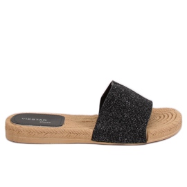 Černé dámské černé pantofle JFF-V182 Black černý